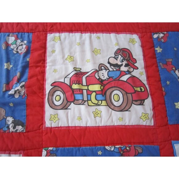 Vintage Super Mario Nintendo Large Blanket - Quilt - Homemade 60" x 88" - Used - Picture 3 of 14